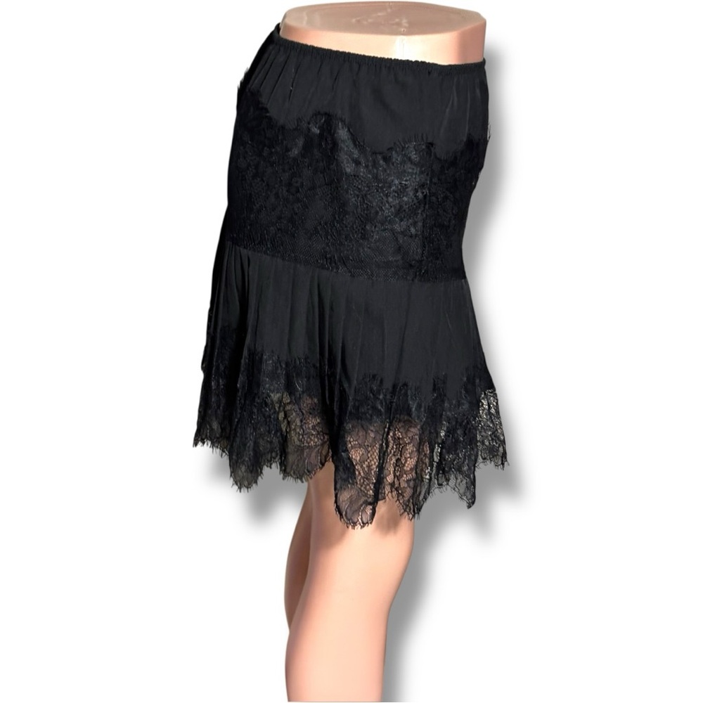 Unbranded Size Small Chic Black Lace Tiered Elastic Waist Slip Style Mini Skirt - Picture 4 of 14